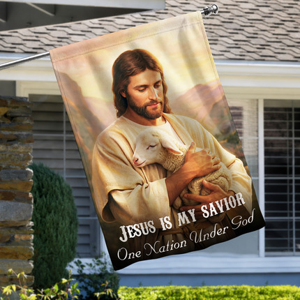 SP-01 Scripture Inspired Flag Jesus Is My Savior One Nation Under God Christian Garden Flag