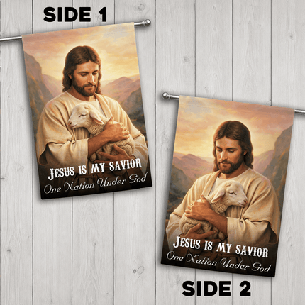 Jesus Is My Savior Shepherd Lamb One Nation Under God Flag