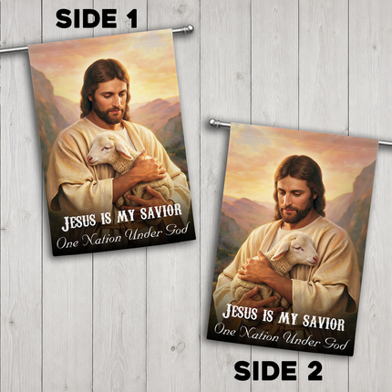 SP-01 Scripture Inspired Flag Jesus Is My Savior One Nation Under God Christian Garden Flag