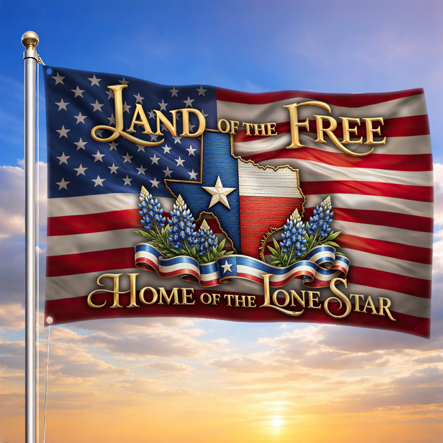 Texas Grommet Flag Lone Star Bluebonnet American Pride