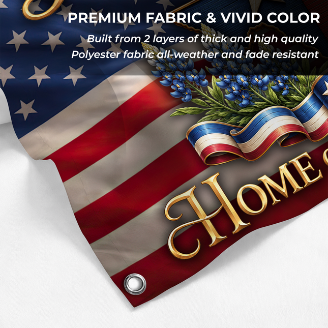 Texas Grommet Flag Lone Star Bluebonnet American Pride