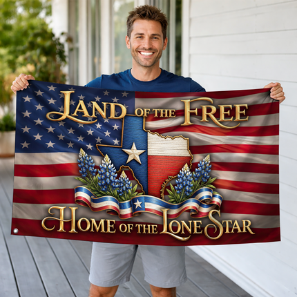 Texas Grommet Flag Lone Star Bluebonnet American Pride