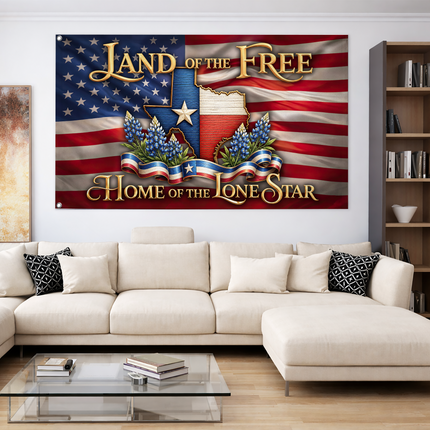 Texas Grommet Flag Lone Star Bluebonnet American Pride
