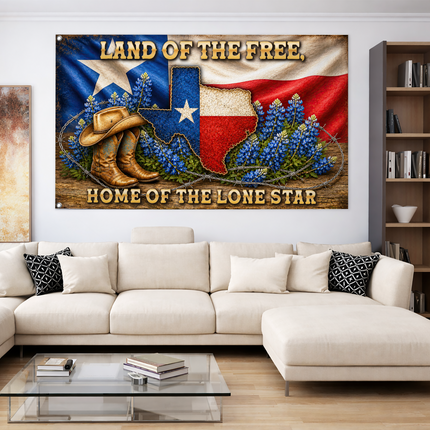 Texas Grommet Flag Cowboy Boots Bluebonnet Lone Star Western