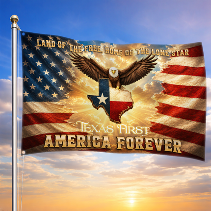 Texas Grommet Flag Texas First America Forever Eagle Lone Star