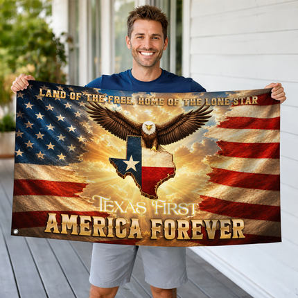 Texas Grommet Flag Texas First America Forever Eagle Lone Star