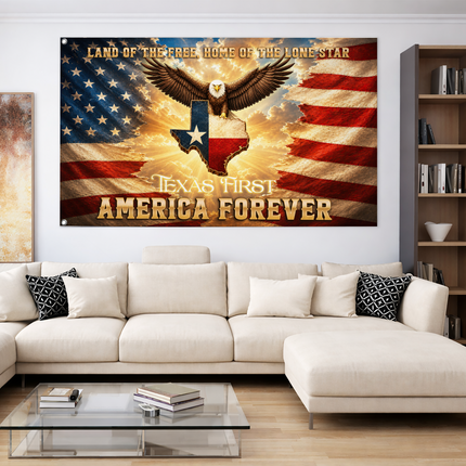 Texas Grommet Flag Texas First America Forever Eagle Lone Star