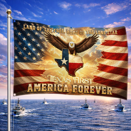 Texas Grommet Flag Texas First America Forever Eagle Lone Star