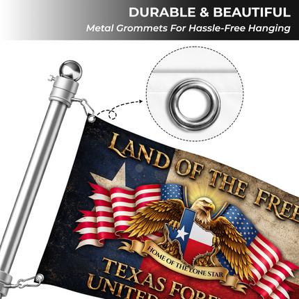 Texas Grommet Flag Texas Forever Eagle Lone Star United We Stand