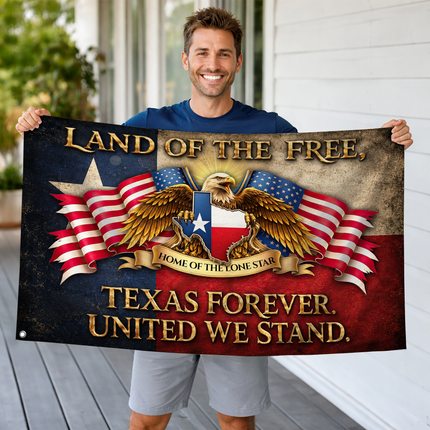 Texas Grommet Flag Texas Forever Eagle Lone Star United We Stand