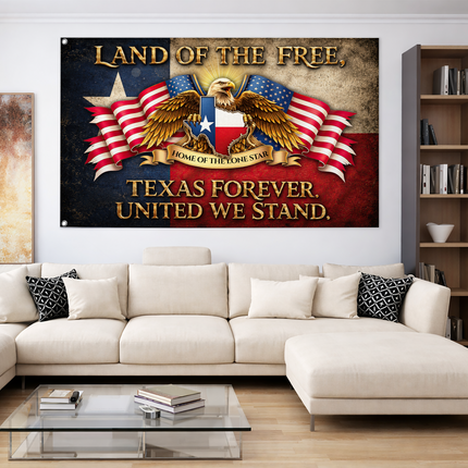 Texas Grommet Flag Texas Forever Eagle Lone Star United We Stand