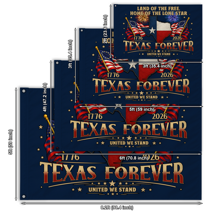 Texas Grommet Flag Texas Forever 1776 2026 United We Stand