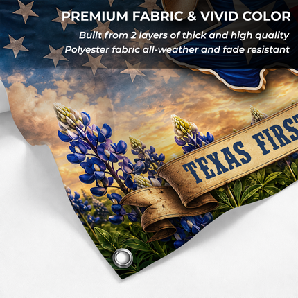 Texas Grommet Flag Cowboy Hat Bluebonnet Lone Star
