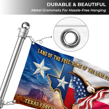 Texas Grommet Flag Lone Star Eagle United We Stand