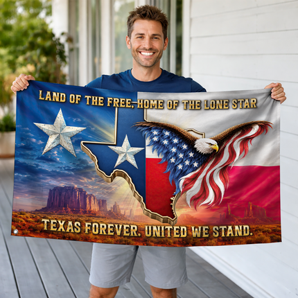 Texas Grommet Flag Lone Star Eagle United We Stand