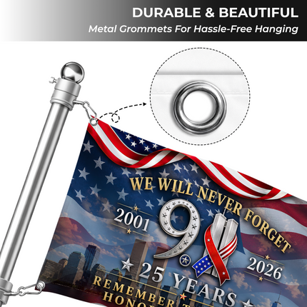 Patriot Day 25th Anniversary Remember the Fallen Grommet Flag