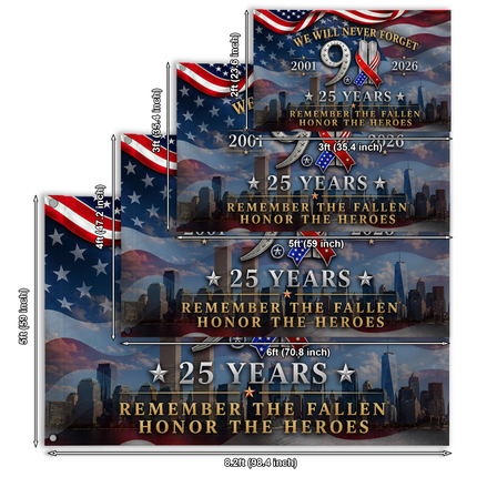 Patriot Day 25th Anniversary Remember the Fallen Grommet Flag