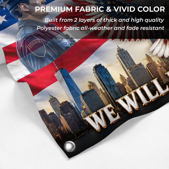 Patriot Day 25th Anniversary Police Firefighter Eagle Grommet Flag