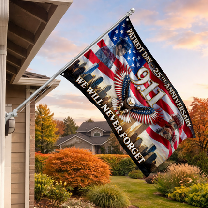 Patriot Day 25th Anniversary Police Firefighter Eagle Grommet Flag