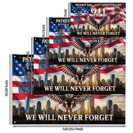 Patriot Day 25th Anniversary Police Firefighter Eagle Grommet Flag