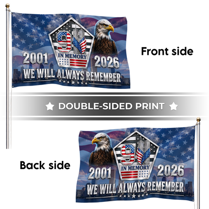 Patriot Day 25th Anniversary 9.11 In Memory Eagle Grommet Flag