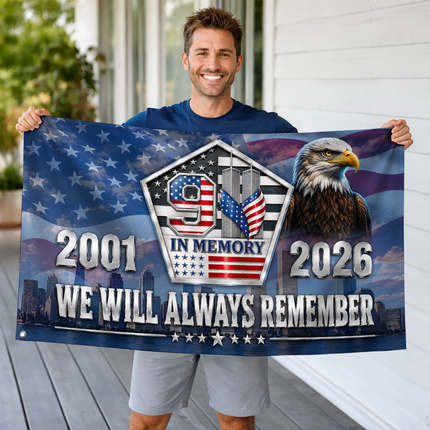 Patriot Day 25th Anniversary 9.11 In Memory Eagle Grommet Flag
