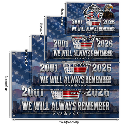 Patriot Day 25th Anniversary 9.11 In Memory Eagle Grommet Flag