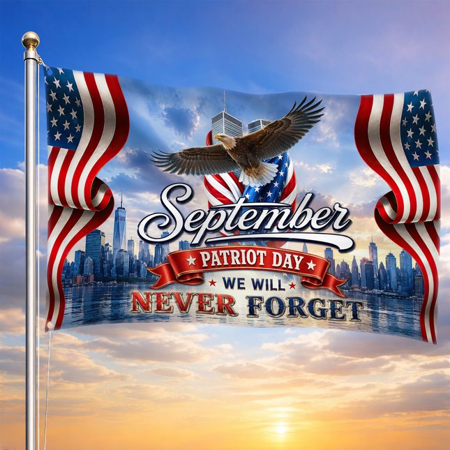 Patriot Day 25th Anniversary September Eagle Grommet Flag