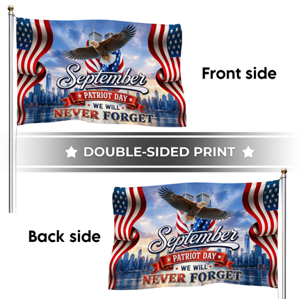 Patriot Day 25th Anniversary September Eagle Grommet Flag