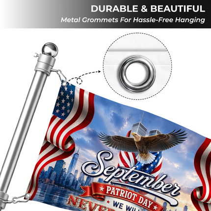 Patriot Day 25th Anniversary September Eagle Grommet Flag