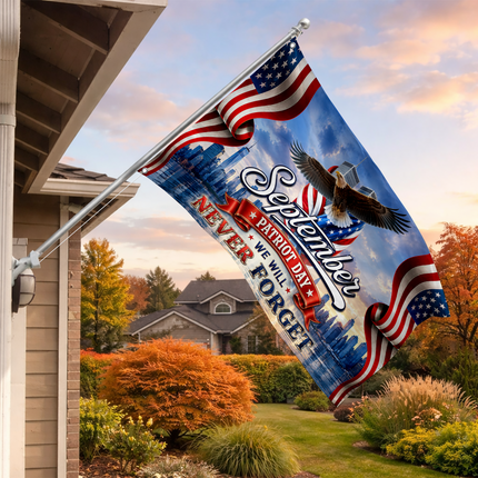 Patriot Day 25th Anniversary September Eagle Grommet Flag