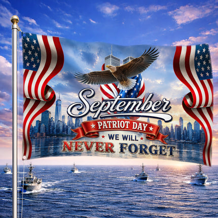 Patriot Day 25th Anniversary September Eagle Grommet Flag