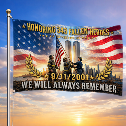 Patriot Day 25th Anniversary Honoring 343 Fallen Heroes Grommet Flag