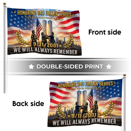Patriot Day 25th Anniversary Honoring 343 Fallen Heroes Grommet Flag
