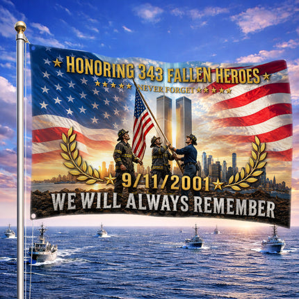 Patriot Day 25th Anniversary Honoring 343 Fallen Heroes Grommet Flag