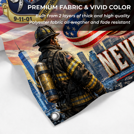 Patriot Day 25th Anniversary Firefighter K9 Never Forget Grommet Flag
