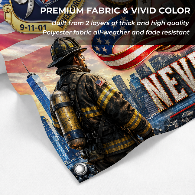 Patriot Day 25th Anniversary Firefighter K9 Never Forget Grommet Flag