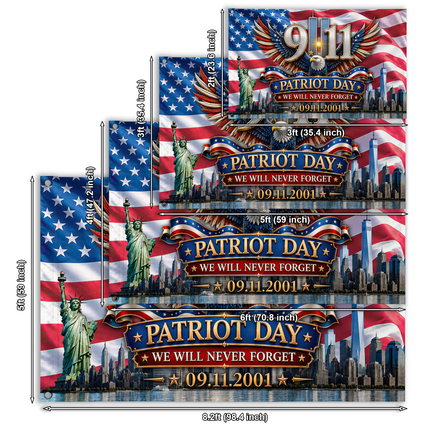 Patriot Day 25th Anniversary Eagle Wings Never Forget Grommet Flag