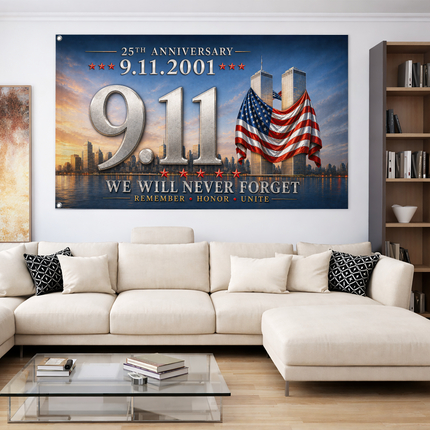 Patriot Day 25th Anniversary 9.11 Remember Honor Unite Grommet Flag