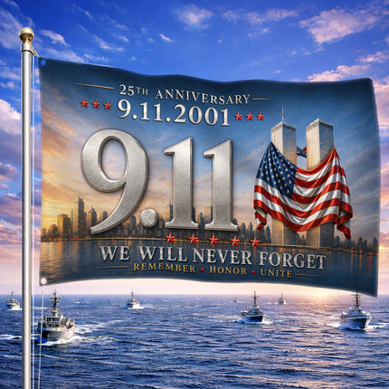 Patriot Day 25th Anniversary 9.11 Remember Honor Unite Grommet Flag