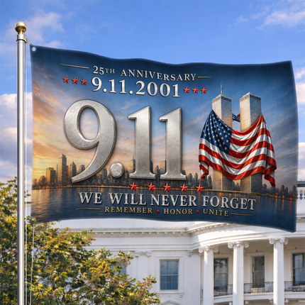 Patriot Day 25th Anniversary 9.11 Remember Honor Unite Grommet Flag