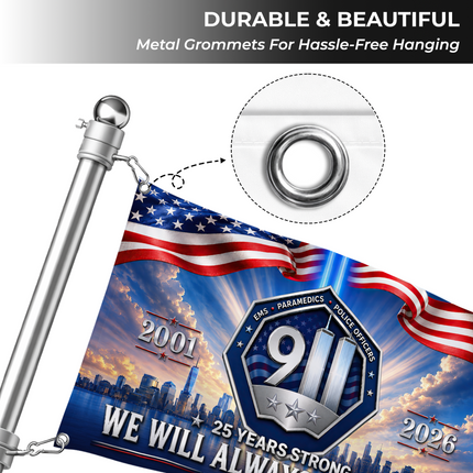 Patriot Day 25th Anniversary First Responders Memorial Grommet Flag