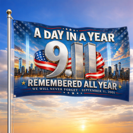 Patriot Day 25th Anniversary Remembered All Year Grommet Flag