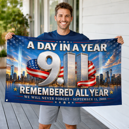 Patriot Day 25th Anniversary Remembered All Year Grommet Flag