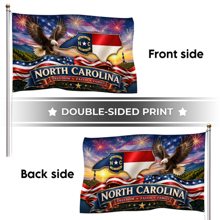 North Carolina Grommet Flag Freedom Faith Family Eagle