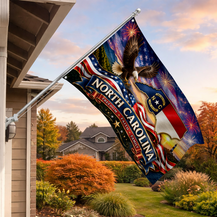North Carolina Grommet Flag Freedom Faith Family Eagle