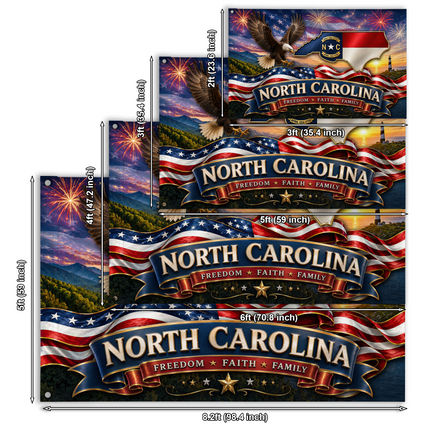 North Carolina Grommet Flag Freedom Faith Family Eagle