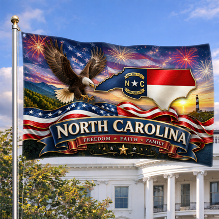 North Carolina Grommet Flag Freedom Faith Family Eagle