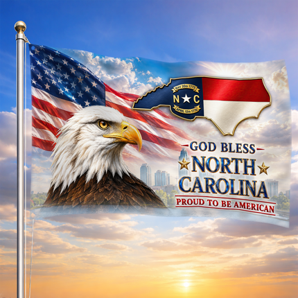 North Carolina Grommet Flag God Bless State Eagle American Pride