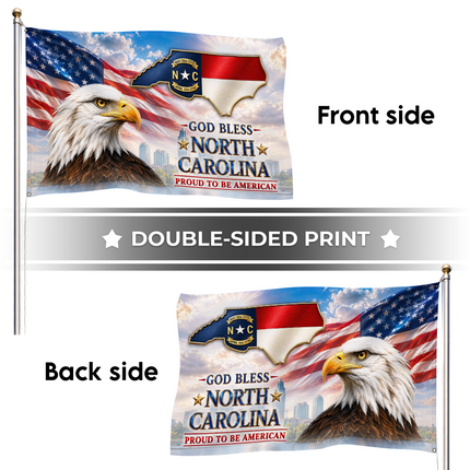North Carolina Grommet Flag God Bless State Eagle American Pride